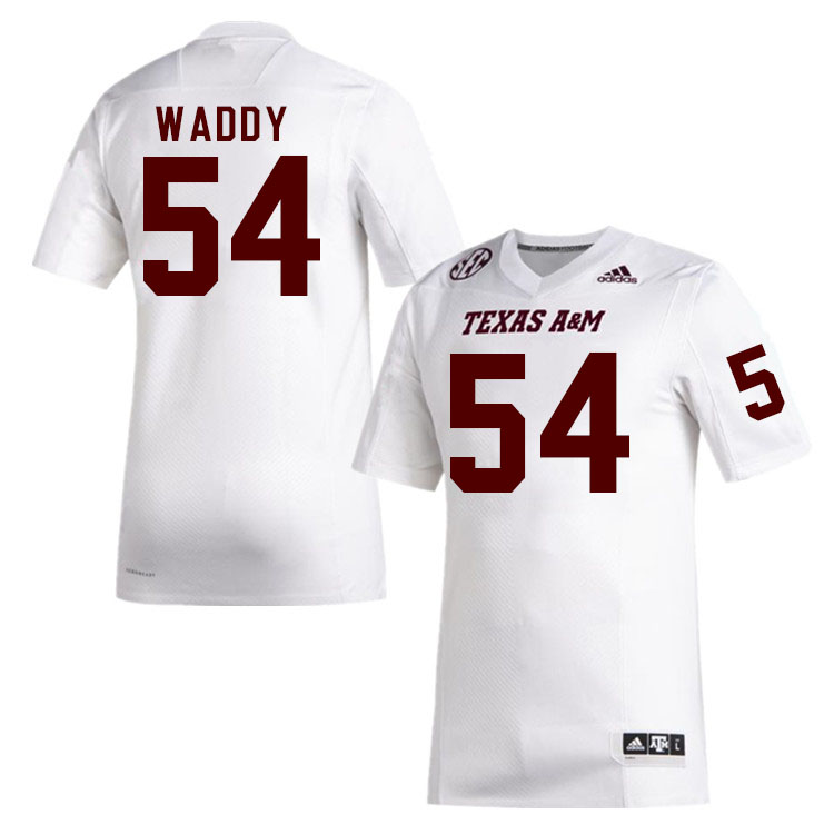 Men #54 Jalen Waddy Texas A&M Aggies College Football Jerseys Stitched Sale-White